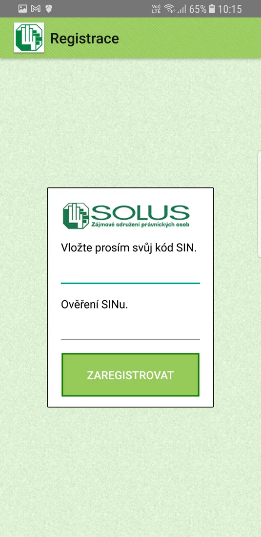 Úvodní obrazovka aplikace
